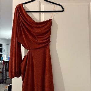 Altar'd State One-Shoulder Rust Dress
